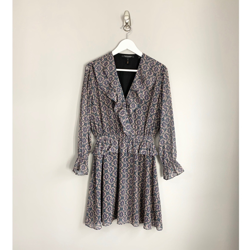 Scotch & Soda Ruffle Chiffon Long Sleeve Dress - Picture 10 of 11